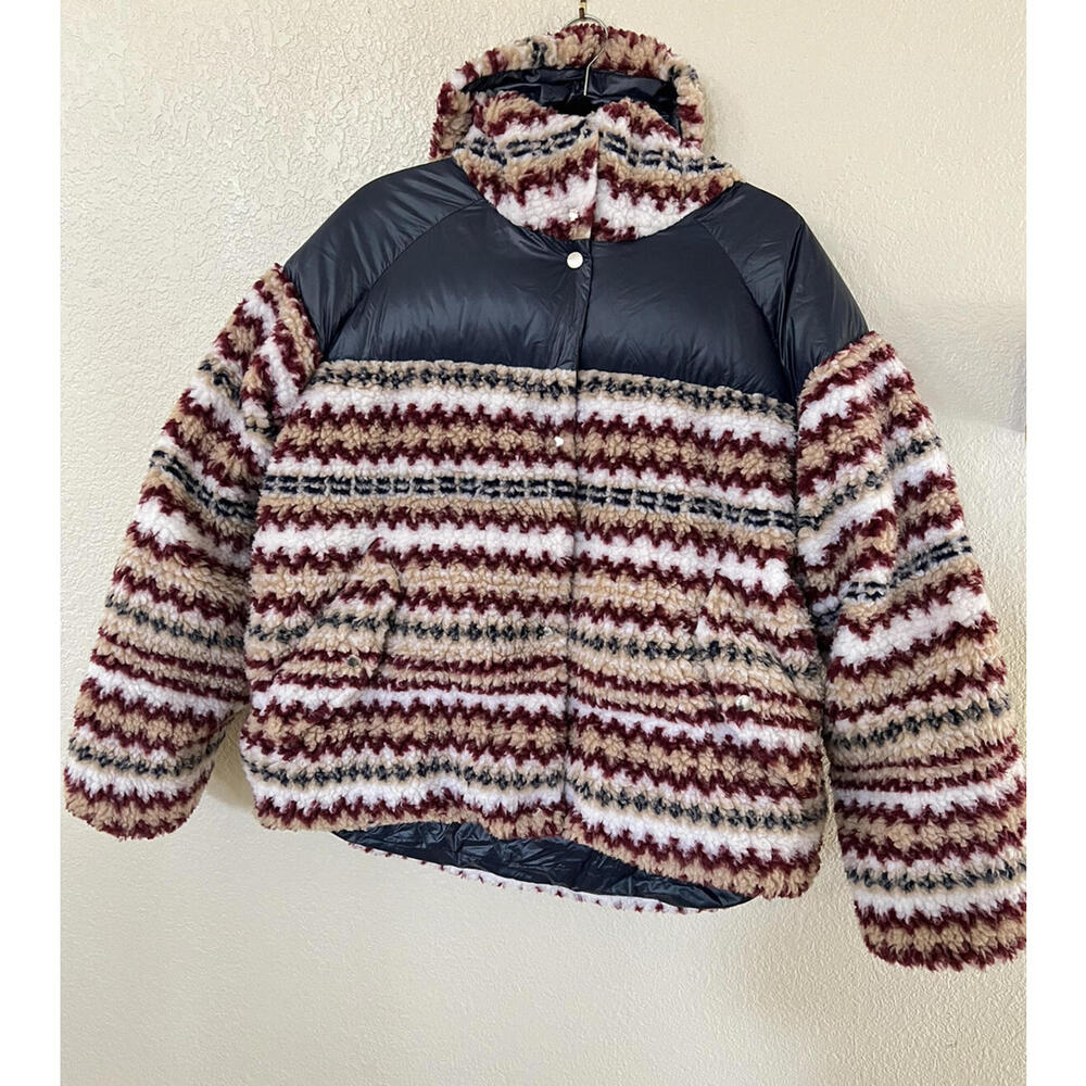 New Rag & Bone Women’s Joelle Sherpa Printed Puffer Down Jacket Size L - Picture 6 of 11